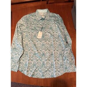 Robert Graham Highland Long Sleeve Button Down Shirt Classic Fit Teal 2XL NWT